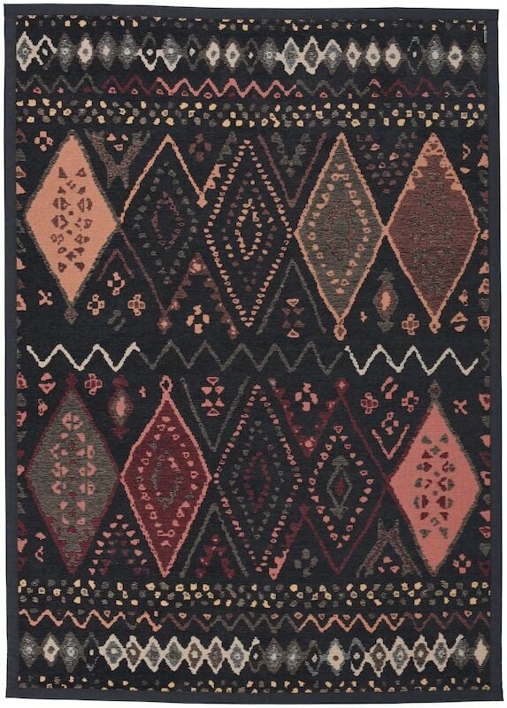 Veke Retro Kaksipuolinen Puuvillamatto Musta 160x230 Cm 4 Veke Retro Kaksipuolinen Puuvillamatto Musta 160x230 Cm - Image 2