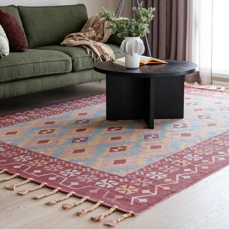 Veke Milja Puuvillamatto 160x230 Cm Puna/turkoosi 6 Veke Milja Puuvillamatto 160x230 Cm Puna/turkoosi - Image 4