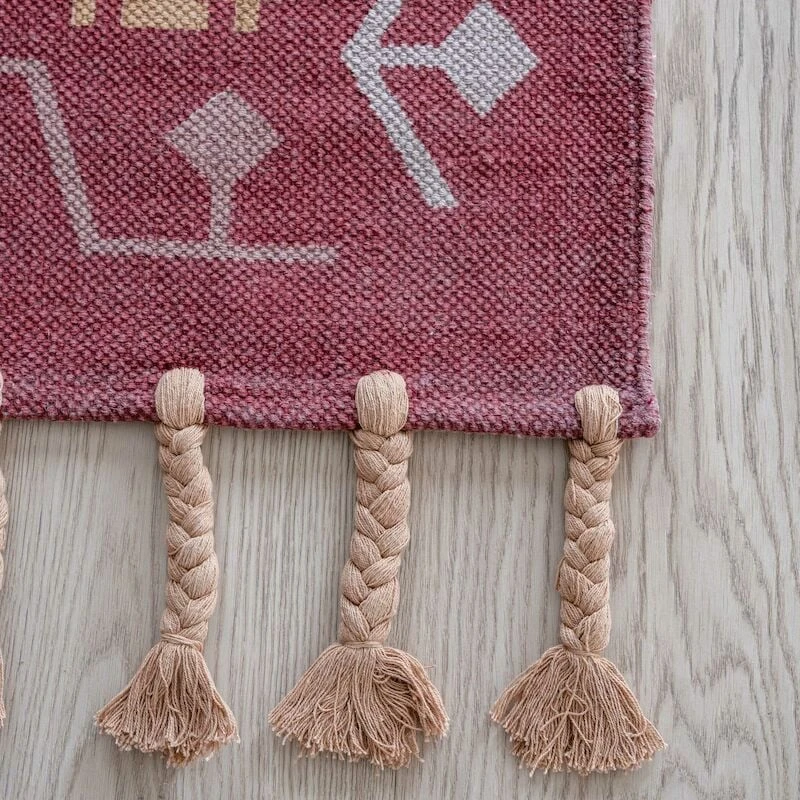 Veke Milja Puuvillamatto 160x230 Cm Puna/turkoosi 4 Veke Milja Puuvillamatto 160x230 Cm Puna/turkoosi - Image 2