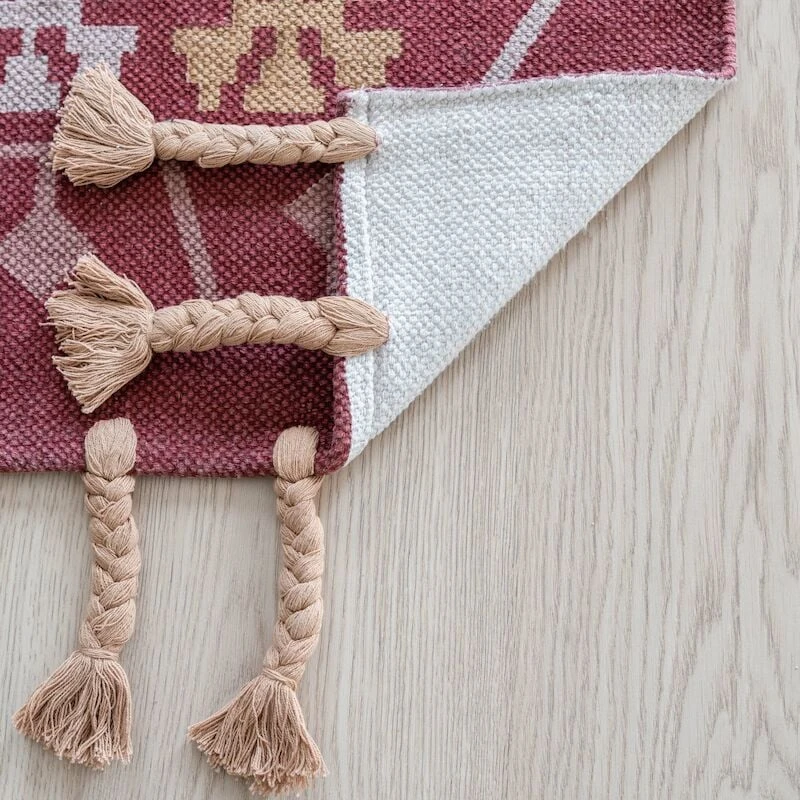 Veke Milja Puuvillamatto 160x230 Cm Puna/turkoosi 5 Veke Milja Puuvillamatto 160x230 Cm Puna/turkoosi - Image 3