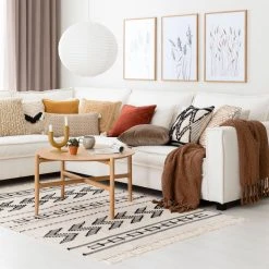 Veke Kaiku Puuvillamatto 200x300 Cm Luonnonväri/musta