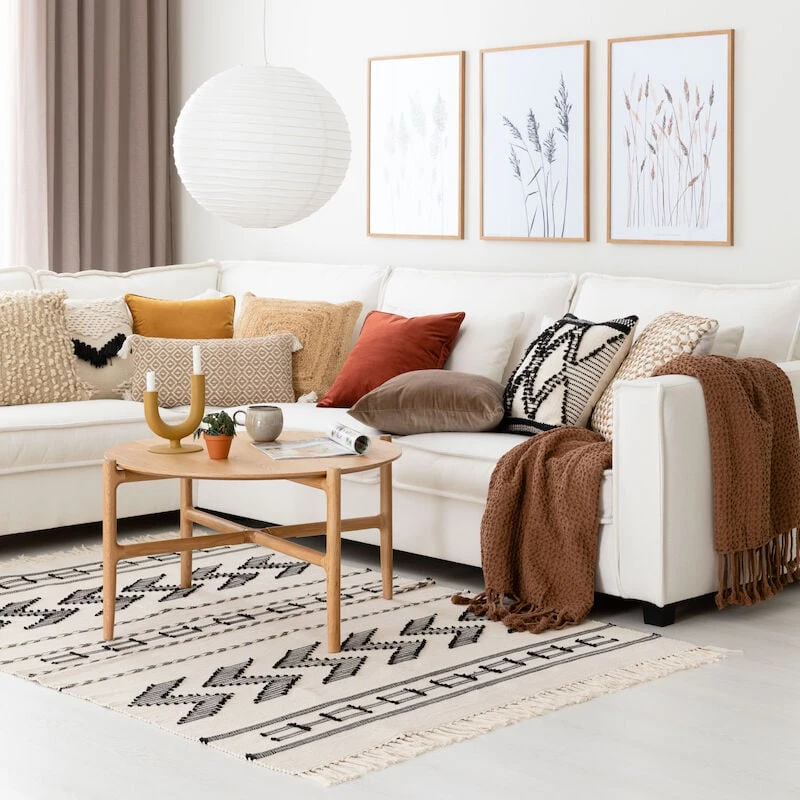 Veke Kaiku Puuvillamatto 200x300 Cm Luonnonväri/musta 3 Veke Kaiku Puuvillamatto 200x300 Cm Luonnonväri/musta