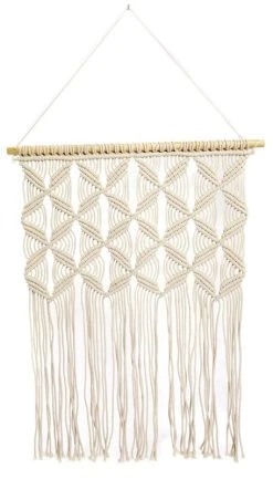 Mattokymppi Makrame-seinävaate 55x80 Cm Luonnonvalkoinen -Emibig Store makrame seinavaate 117 1