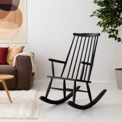 Svanefors Oval Seinäryijy 100x127 Cm Beige -Emibig Store retro keinutuoli musta web 9