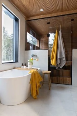 Veke Saana Kylpypyyhe 90x160 Cm Maitokahvi -Emibig Store saana pyyhe keltainen ja maitokahvi