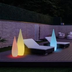 Trio Palmas Ladattava LED Ulkolattiavalaisin 80 Cm RGBW Kaukosäätimellä Valkoine -Emibig Store trio palmas led ulkolattiavalaisin